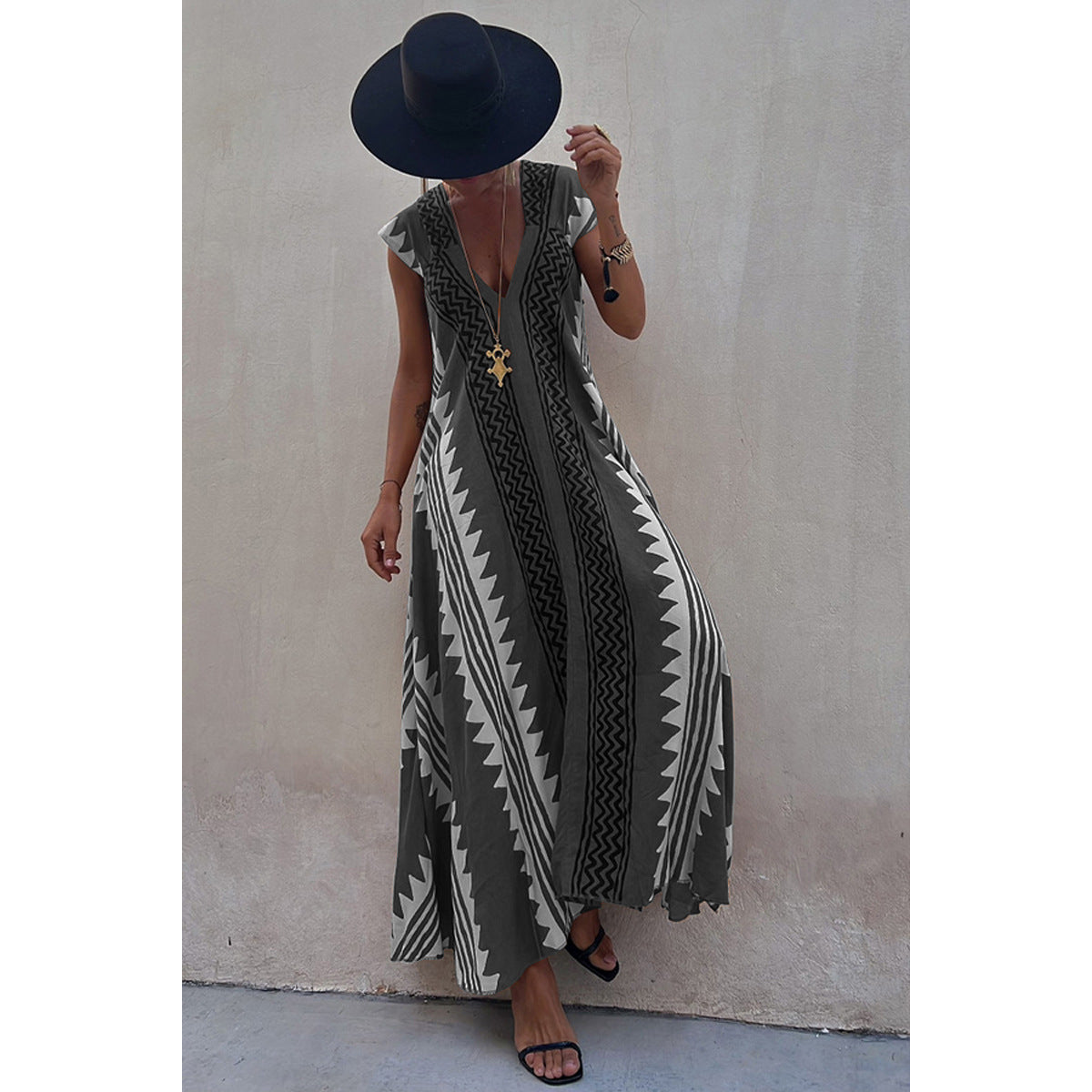 Casual short Sleeve Vacation Women's Loose Maxi Dress