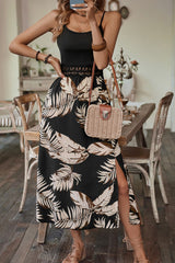 Printed Sleeveless Scoop Neck Slit Dress - Taboochic