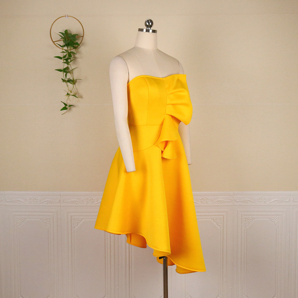 Sexy Bra Sleeveless High Waist Asymmetric Hem Party Dress