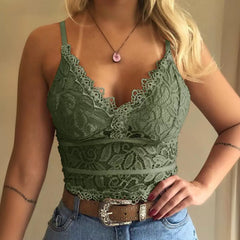 Cross-border Foreign Trade See-through Lace Vest Top