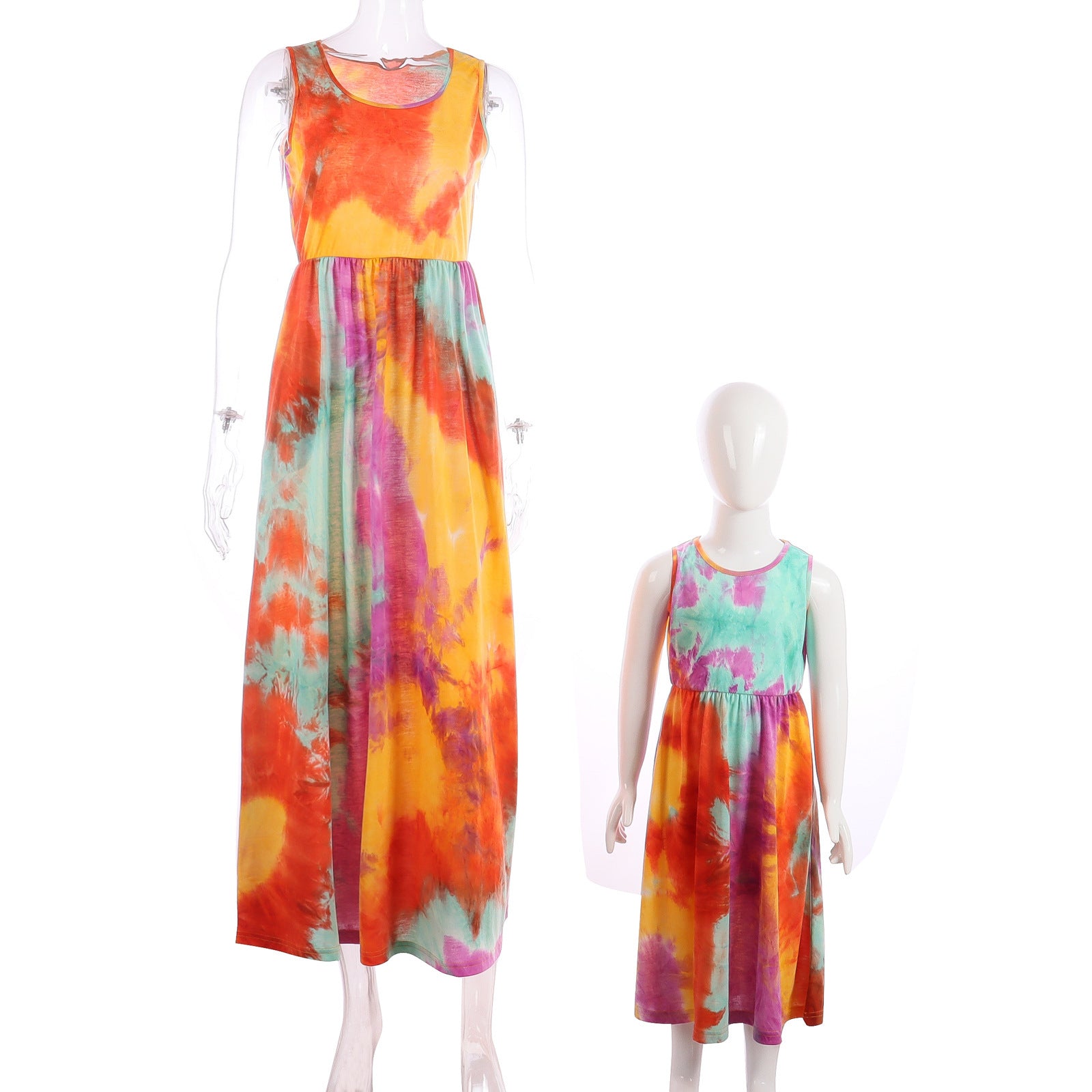 Women's Stitching Mother-daughter Matching Sleeveless Maxi Dress