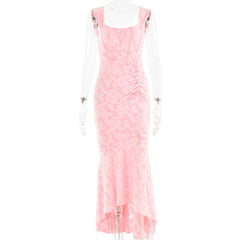 Fashion Off-neck Tube Top Stitching Hip Fishtail Sleeveless Dress