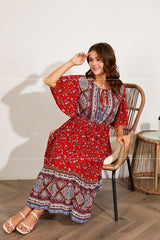 Fat Women Dresses Summer V Neck Print short Sleeves Maxi Dress