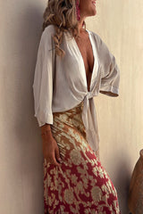 Women's Casual Lace Up Vacation Multi-color Top