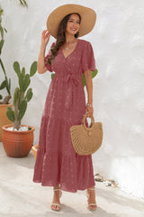 Summer V-neck Short Sleeve Dress