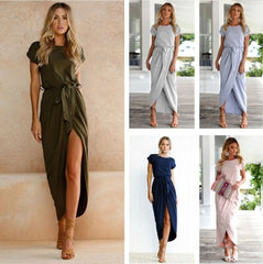 EBay 6 new color, short sleeves, flat sleeves, irregular dress