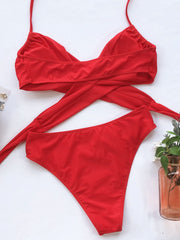 Halter Neck Two-Piece Bikini Set - Taboochic