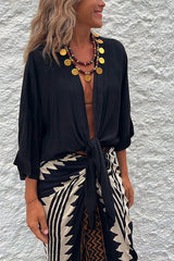 Women's Casual Lace Up Vacation Multi-color Top