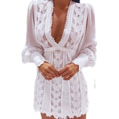 Long Puff Sleeve Butterfly Mini Dress