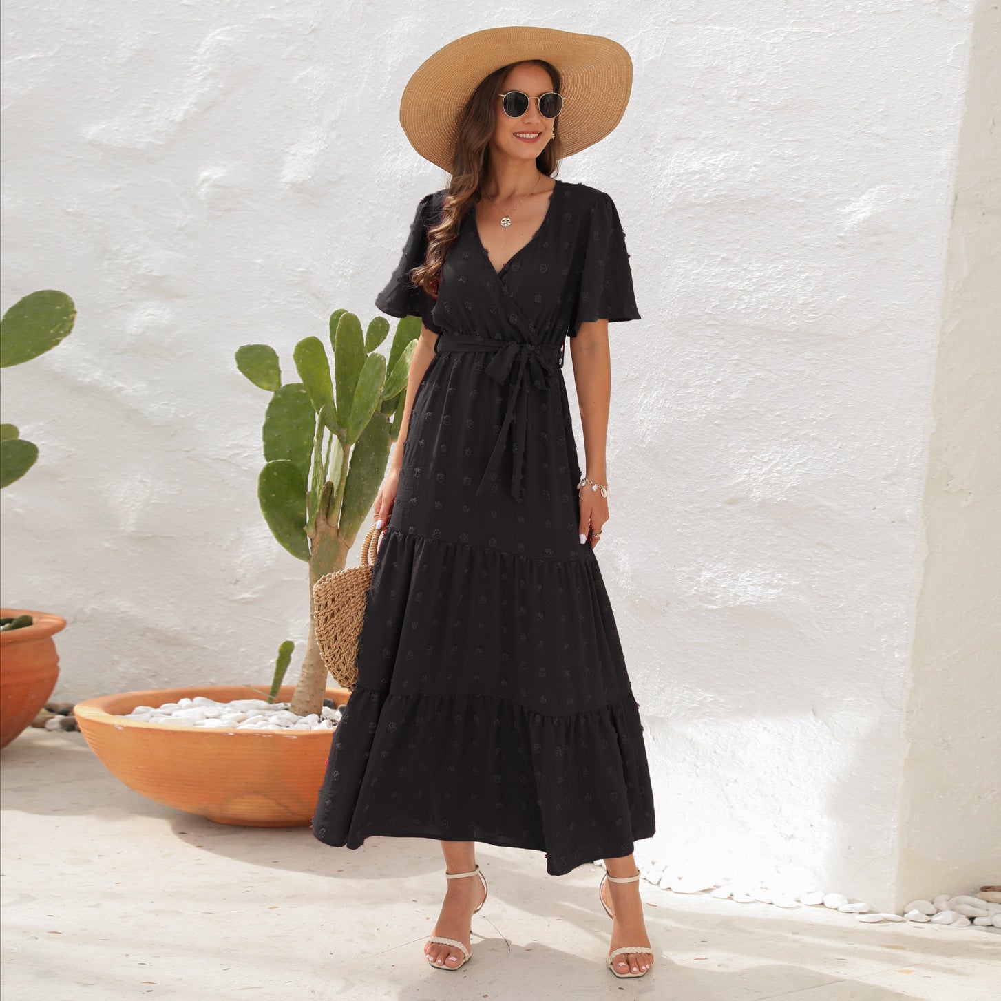 Summer V-neck Short Sleeve Dress