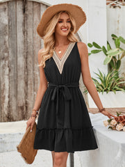 Tied Frill Sleeveless Mini Dress - Taboochic