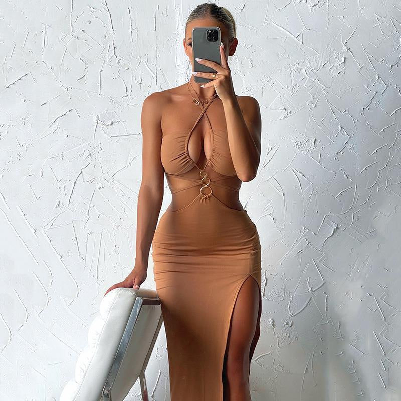 Women's Party Dress Sexy Cutout Lace-up High Slit Dress