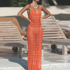 Beach Strap Blouse Hollow-out Dress For Women