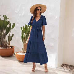 Summer V-neck Short Sleeve Dress