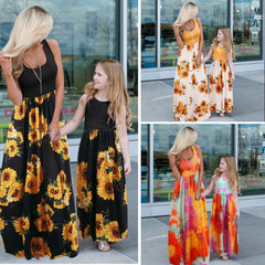 Women's Stitching Mother-daughter Matching Sleeveless Maxi Dress