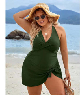 European And American Fashion Pure Color Slimming Flab Hiding Push Up Swimsuit