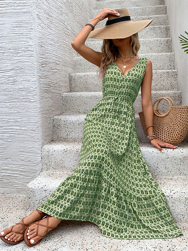 Women's Rhombus Printed Sleeveless Dress