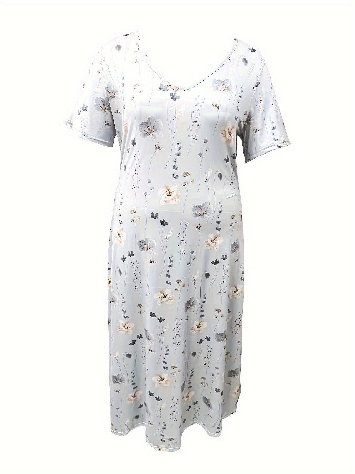 Casual Loose V-neck Printed Short Sleeve Dress