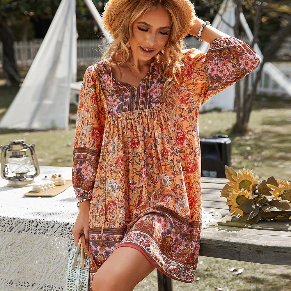 Boho Loose Long Sleeve Dress