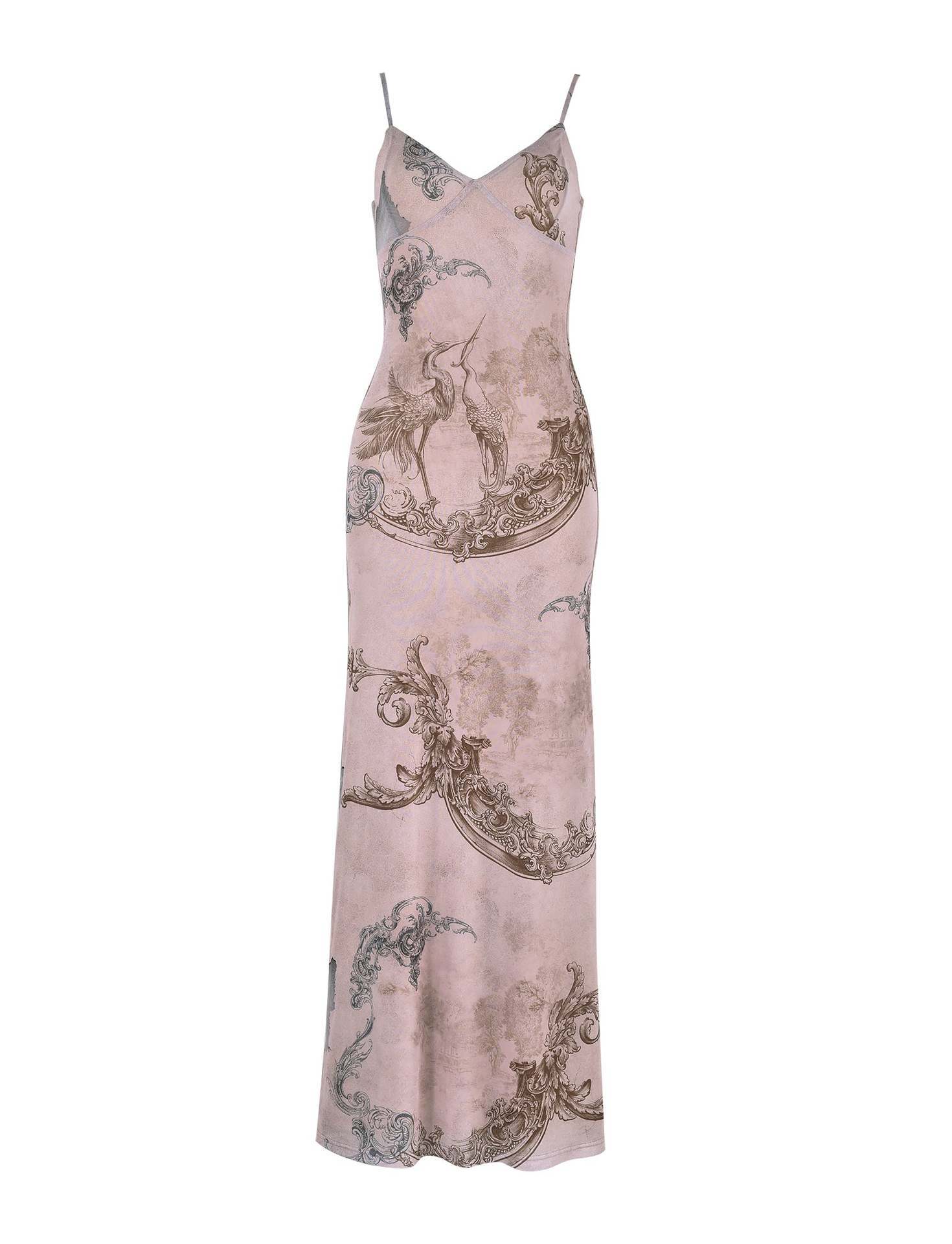 Y2K Slim Flowers Printing Slip Dress