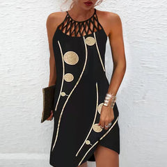 Fashion Print Casual Halterneck Party Dress
