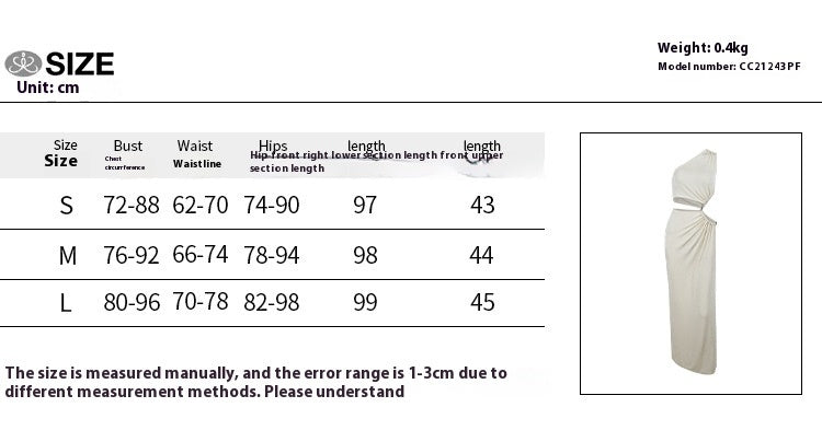 Women's Hollow Shoulder Temperament Commute One Shoulder Sleeveless Dress