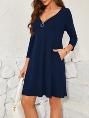 Quarter Zip Long Sleeve Dress - Taboochic