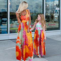 Women's Stitching Mother-daughter Matching Sleeveless Maxi Dress