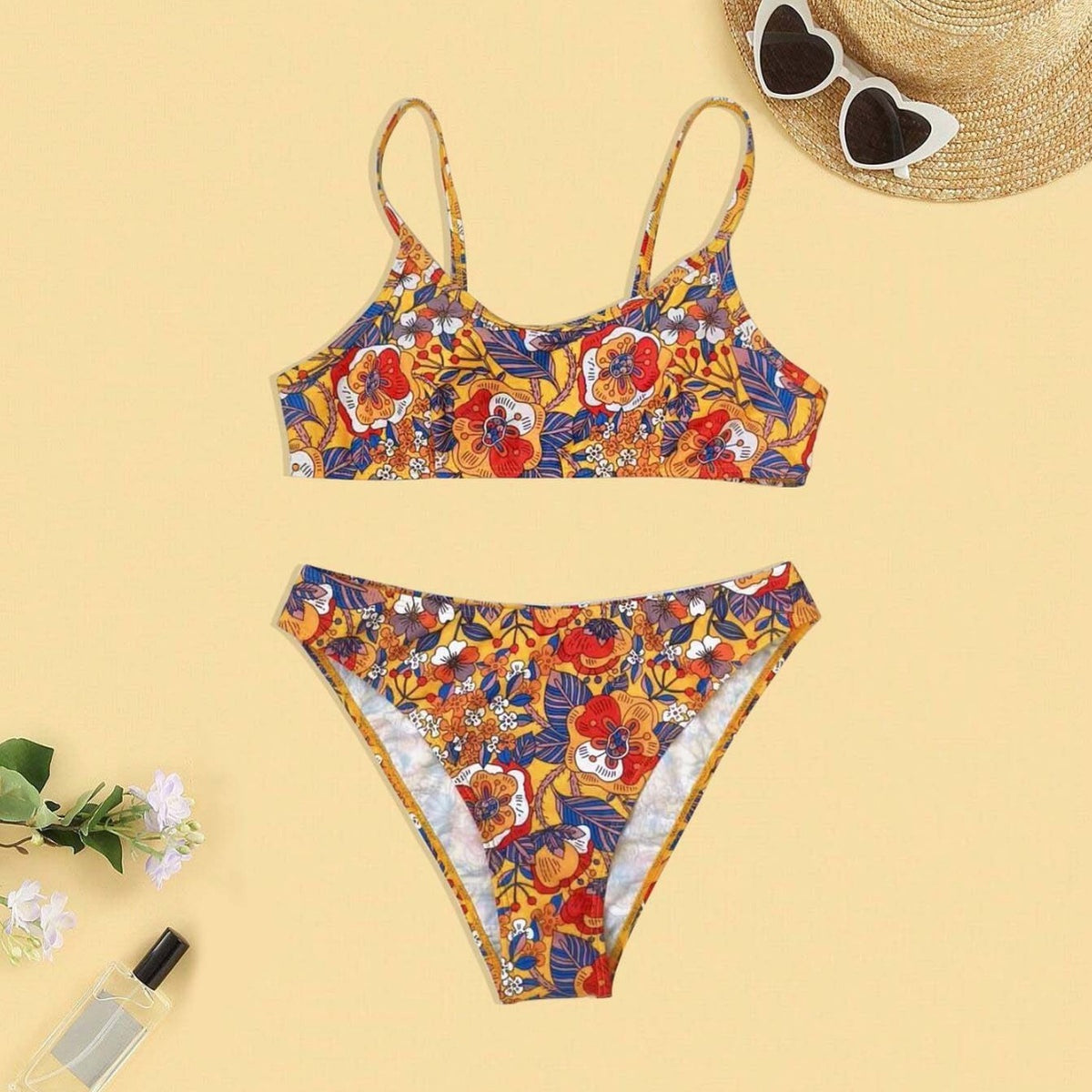 Plus Size Floral Print Bikini Set