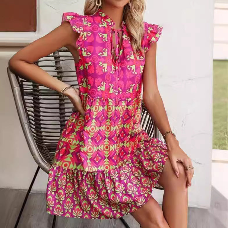 Printed Sleeveless Mini Dress