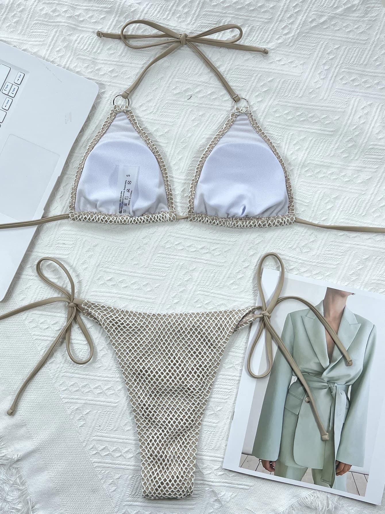 Halter Neck Tie Back Bikini Set - Taboochic