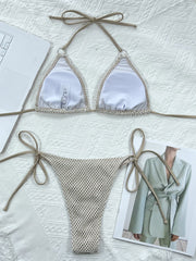 Halter Neck Tie Back Bikini Set - Taboochic