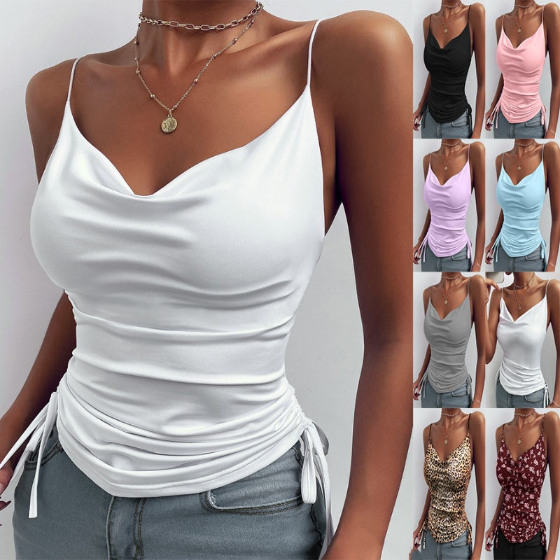Spaghetti Strap Top V-neck Camisole Shirt