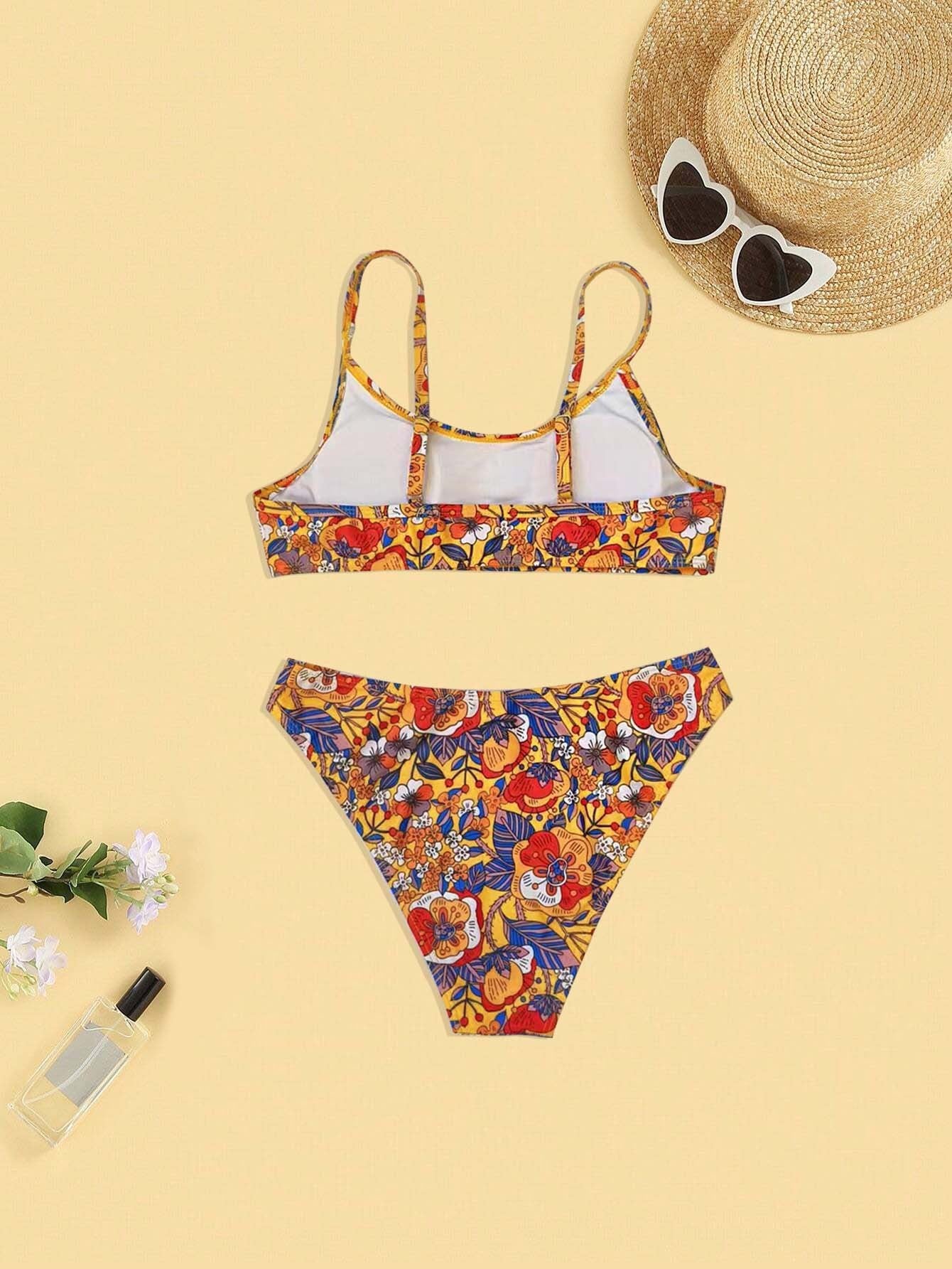 Plus Size Floral Print Bikini Set