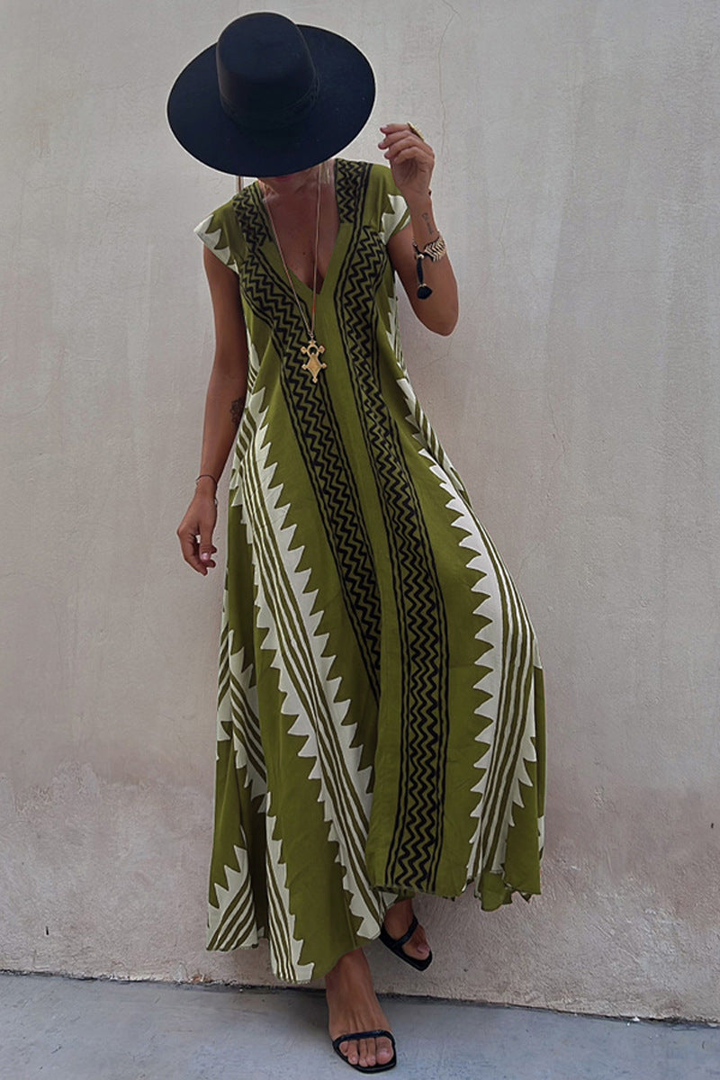 Casual short Sleeve Vacation Women's Loose Maxi Dress