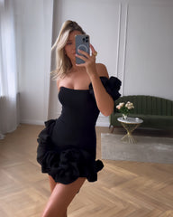 Women's Ruffled Bud Waist Mini Dress