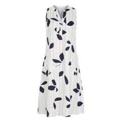 Women's Casual Leaf Waist V-neck Midi Sleeveless Dress
