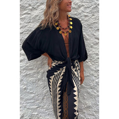 Women's Casual Lace Up Vacation Multi-color Top