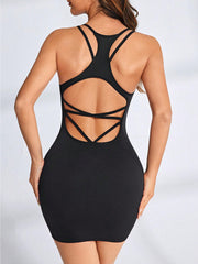 Crisscross Scoop Neck Active Dress - Taboochic