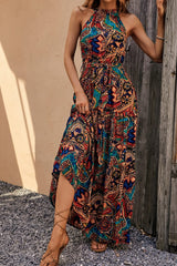 Tied Floral Sleeveless Dress - Taboochic