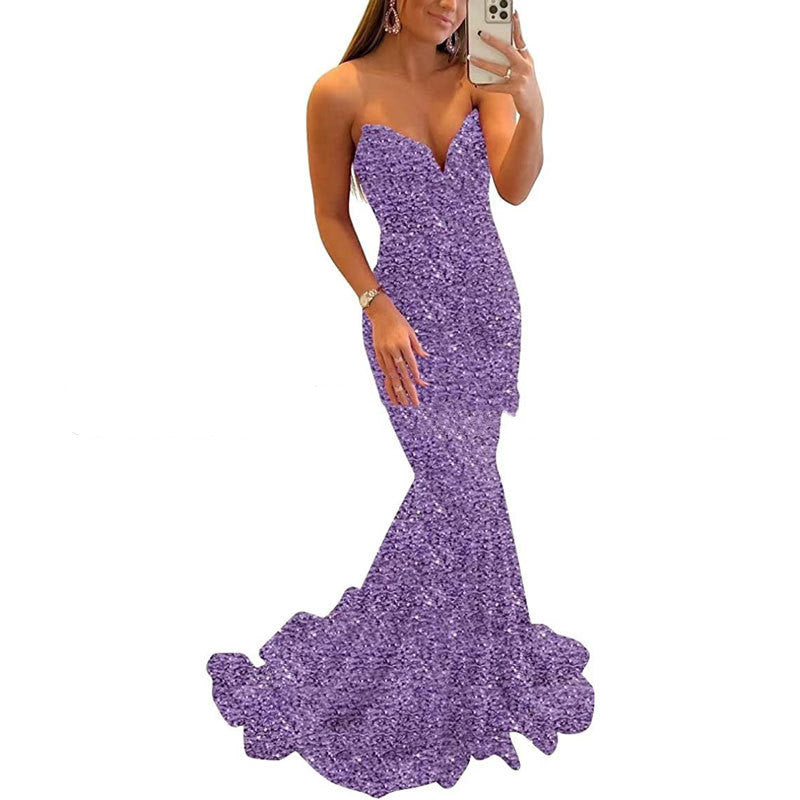 Sequin Evening Formal Long Prom Party Dress