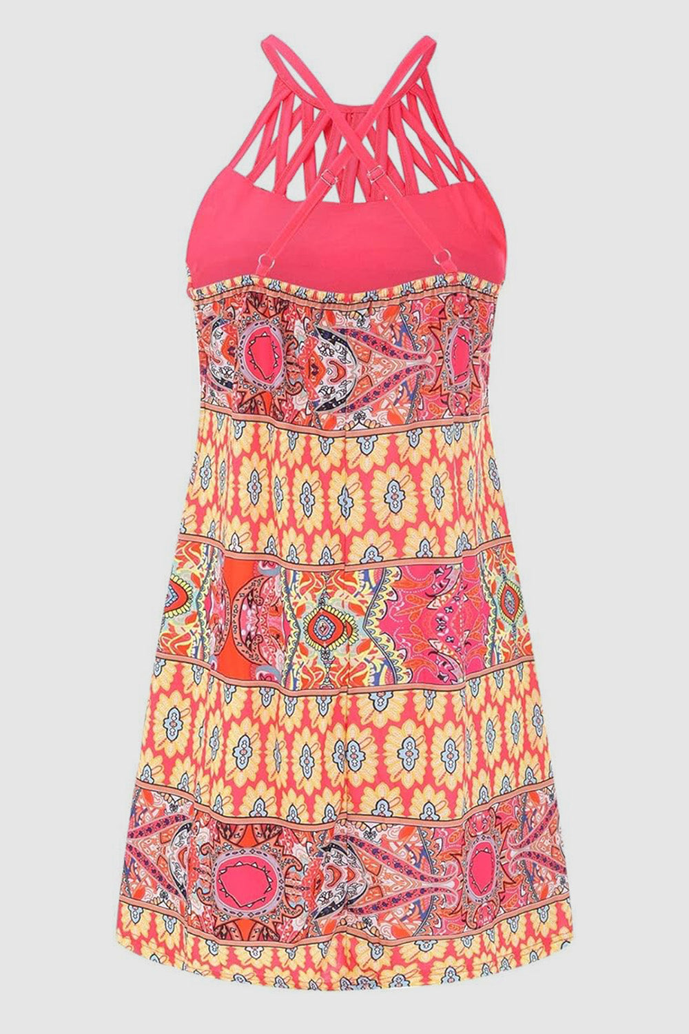 Printed Grecian Neck Mini Dress - Taboochic