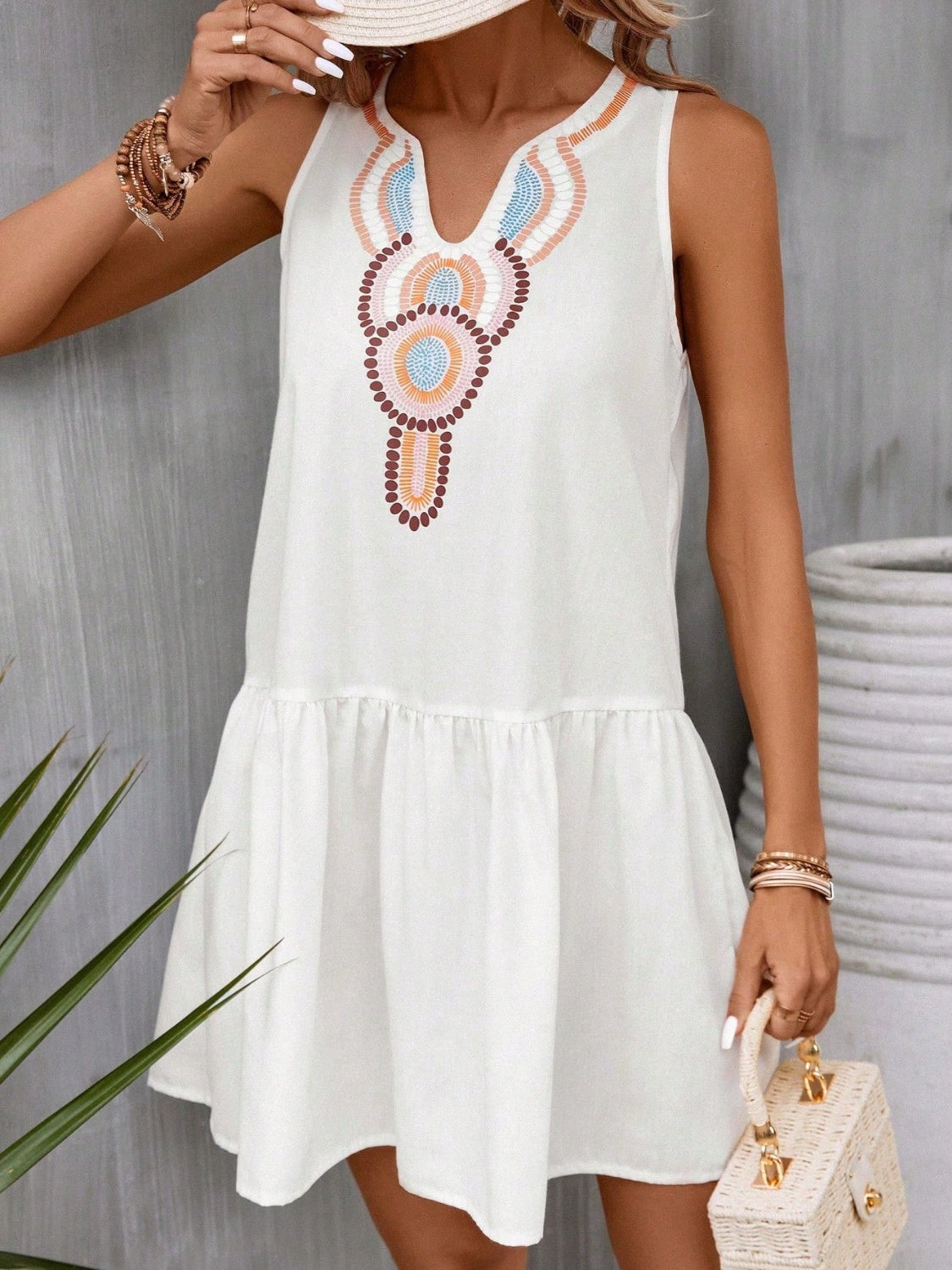 Printed Sleeveless Mini Dress - Taboochic