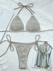 Halter Neck Tie Back Bikini Set - Taboochic