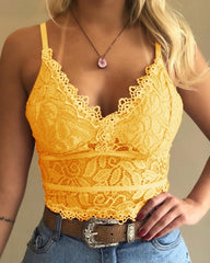 Cross-border Foreign Trade See-through Lace Vest Top