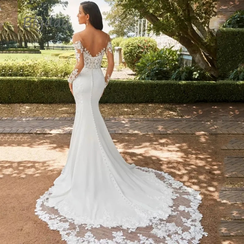 Elegant Sweetheart Mermaid Wedding Dress With Long Sleeves And Lace