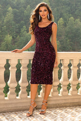 Sequin Sleeveless Slit Dress - Taboochic