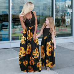 Women's Stitching Mother-daughter Matching Sleeveless Maxi Dress