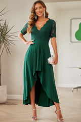 Lace Cutout V-Neck Short Sleeve Dress - Taboochic