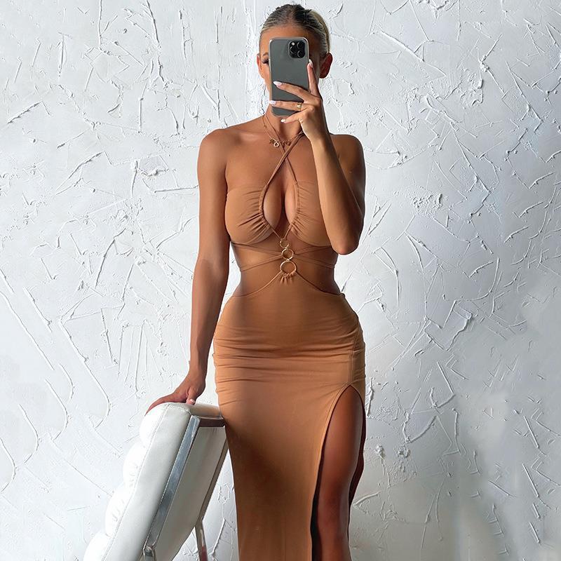 Women's Party Dress Sexy Cutout Lace-up High Slit Dress